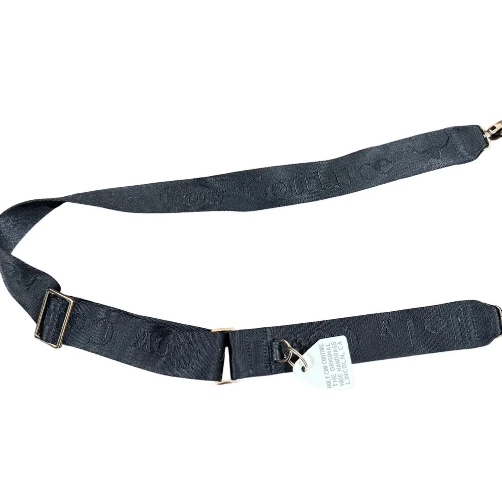 Holy Cow Couture Black Leather Wool‎ Crossbody Bag Geometric Southwestern Grey